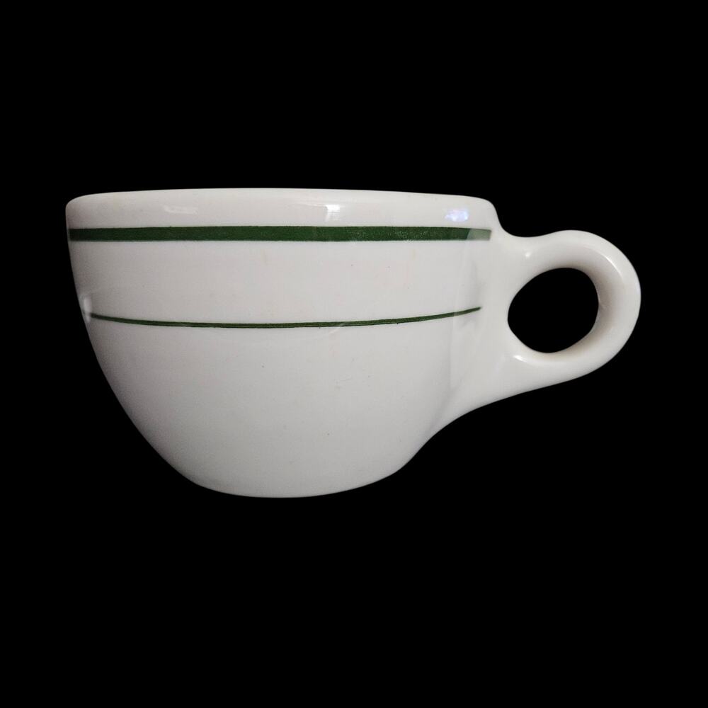 Buffalo China Green Stripe Coffee Cups Set of 4 Restaurant Ware USA
